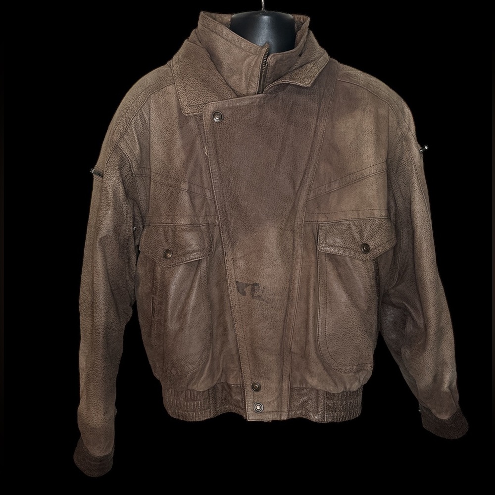 Wilsons Adventure Bound Leather Bomber Jacket Mens L Brown Thinsulate Zip Liner - Picture 2 of 6